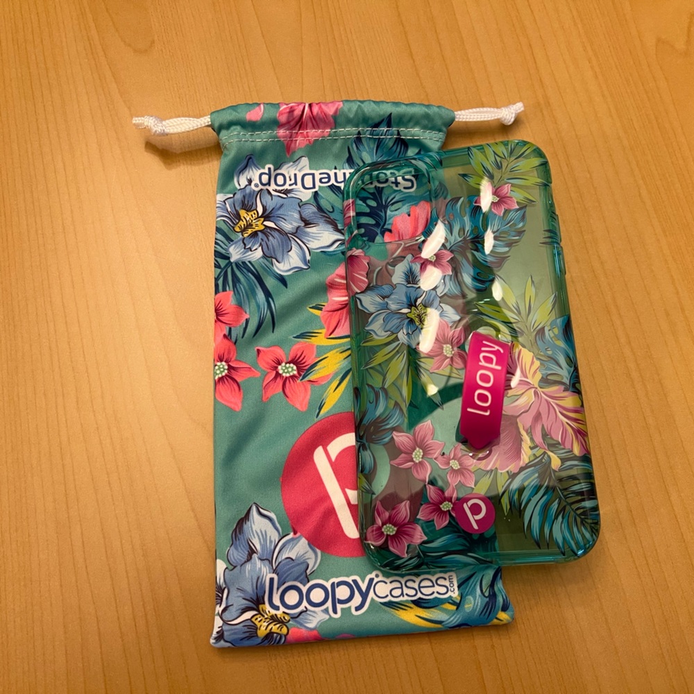 Loopy Cases i11/i10 Clear Sea Glass Floral 6.1 Lefty Phone Case with Storage Bag - Picture 1 of 7